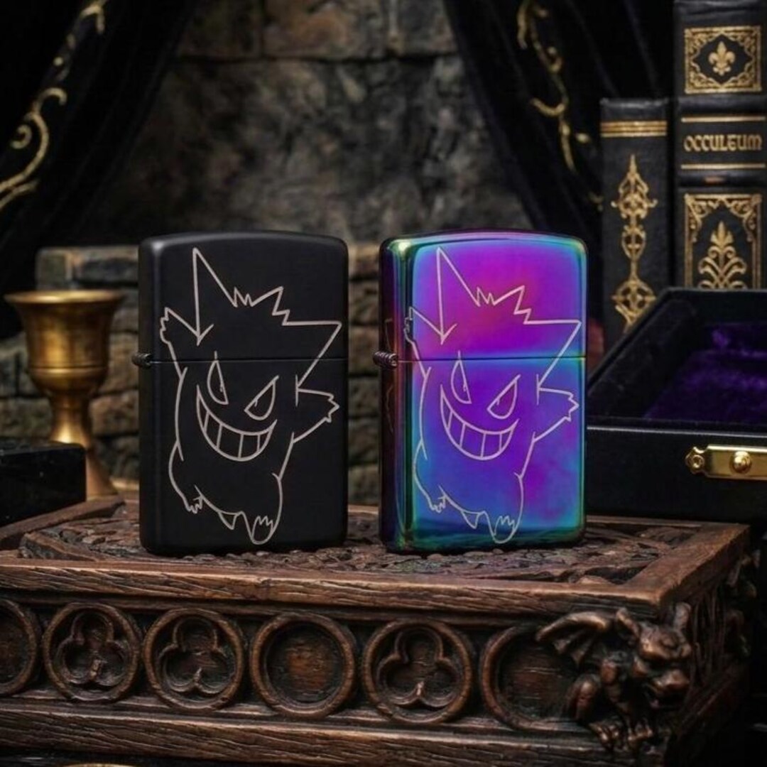 Custom Gengar Brass Metal Flip Lighter Text Engraving Anime