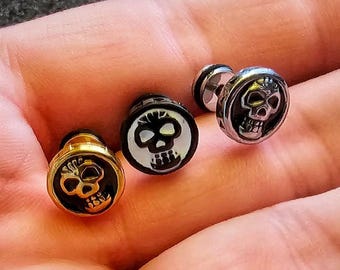 Memento Mori Skull Ear Stud Earring Pair