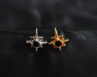 Black Zircon Stone North Star L-Shape Nose Studs 20G