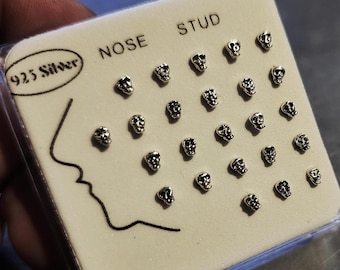 Schädel 925 Sterling Silber Nase Pin Ohrstecker 20G X1