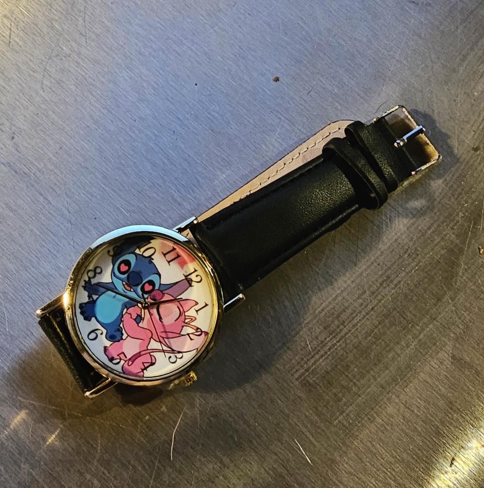 Stitch & Angel Love Black Band Wrist Watch Lilo and Stitch Personalised ...