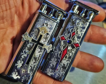 Silver Gothic Style Design Metal Cross Lighter Gift