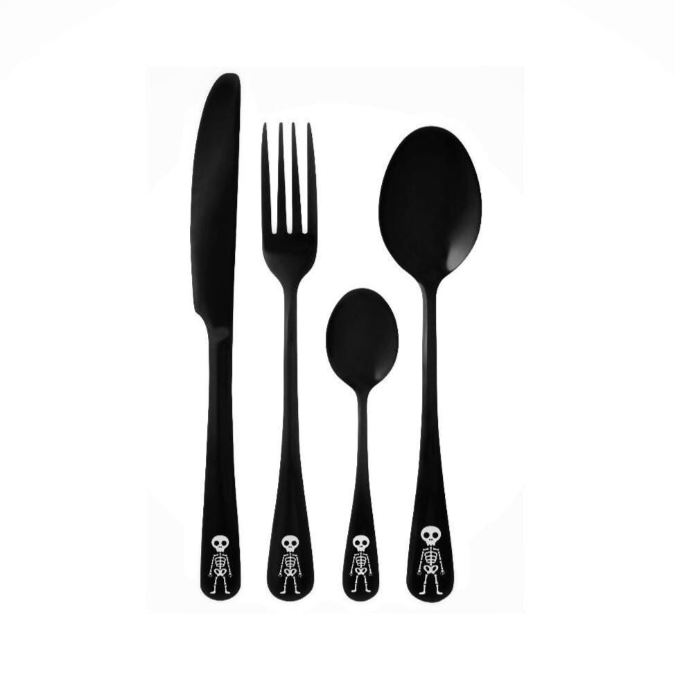 Skeleton Tableware Skeleton Design 4pc Halloween Cutlery Set Name Date Message Engraving ...