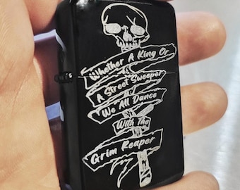 Encendedor Memento Mori Grim Reaper con grabado de nombre, fecha y mensaje, regalo personalizado