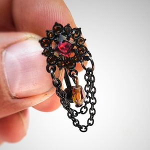 Vintage Gothic Style Black Reverse Style Belly Bar 14G