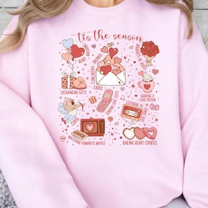 Es la temporada de San Valentín, camiseta con corazón, amor de moda, carta de amor, sudadera de San Valentín, sudadera para el día de San Valentín para mujer, regalo para ella
