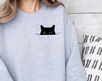 Cat Sweatshirt, Cute Cat Sweatshirt, Black Cat Shirt, Cat's mom Sweatshirt, Women's Cute Sweatshirt, Trendy, Sweatshirt, Cat lover gift