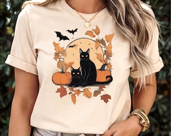 Halloween Cat Shirt, Cat Shirt, Ghost Cat Shirt, Halloween Shirt, Halloween Cat Tee, Cat Lover Shirt, Fall Black Shirt, Cat lady Shirt, Gift