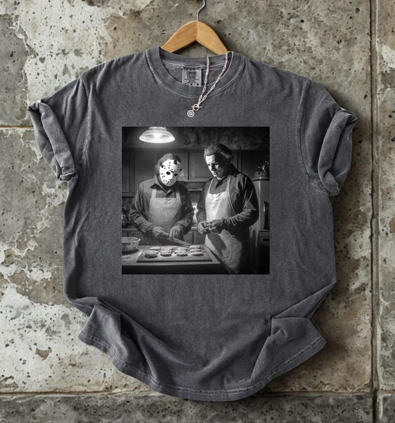 Comfort Colors® 90s Horror Movie Shirt, Michael and Jason baking Shirt, Funny Halloween Shirt, Vintage Halloween, Retro Michael Myers Shirt,