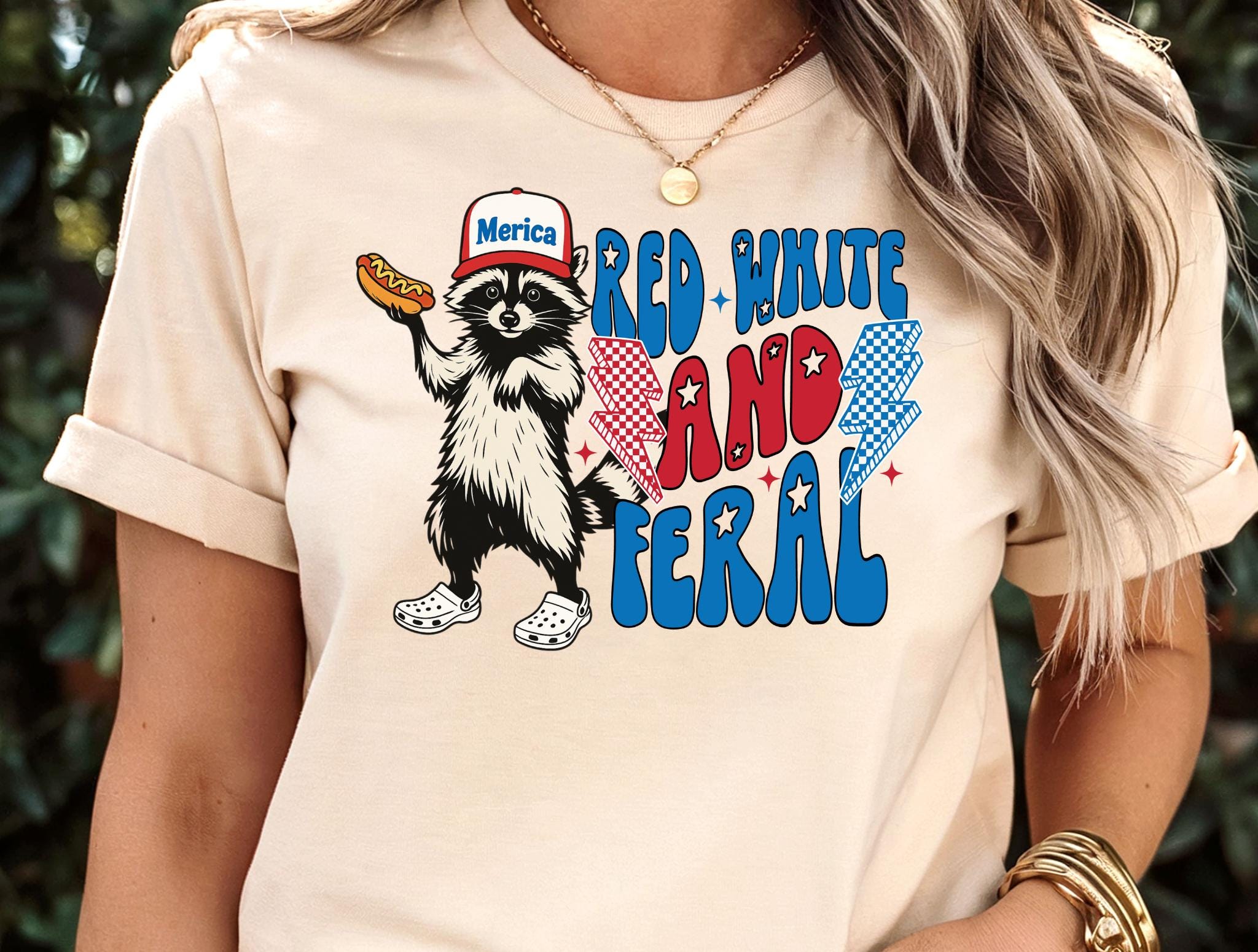 Funny 4th of July Shirt, Feral Raccoon Tee Shirt Feral Girl, Red White and Feral Shirt, Independence Day, America Shirt Tee, Patriotic Shirt