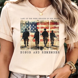 Camiseta del Día de los Caídos, Camiseta de la Tierra de los Valientes, Camiseta con la Bandera Patriótica Estadounidense, Camiseta del Ejército, Camiseta del Día de los Caídos con Corazón, Camiseta con la Bandera Estadounidense con Corazón