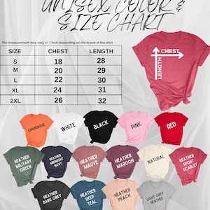 a group of t - shirts with the measurements for each shirt