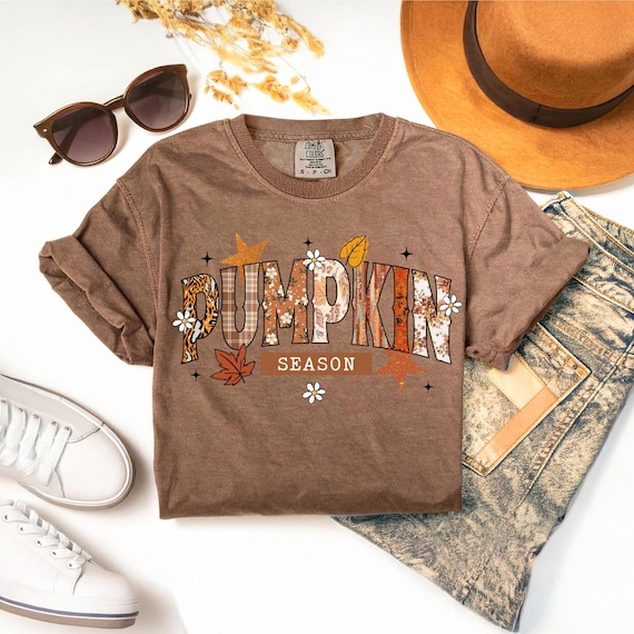 Comfort Colors® Pumpkin Season T-Shirt, Autumn Fall Shirt, Thanksgiving Shirt, Fall Pumpkin Shirt, Girly Fall shirt, Autumn leaves Shirt