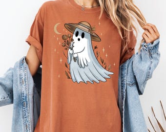 Comfort Colors® Halloween Ghost Comfort Colors Shirt, Cute Ghost Shirt,Women's Halloween Shirt,Cute Fall Shirt, Spooky Season Shirt,Lady tee