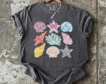 Comfort Colors® SeaShell Shirt, Beach T-Shirt, Summer Woman Shirt, Aesthetic Shirt,  Ocean Animal Shirt, Ocean Lover Gift, Cute women shirt