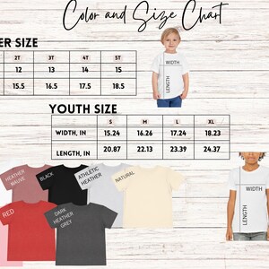 a child's t - shirt sizes chart with a child's size chart
