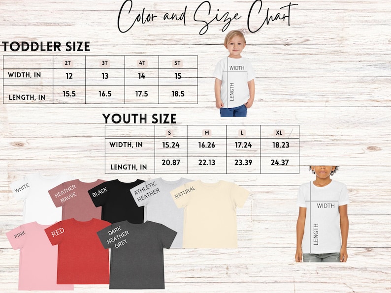 a child's t - shirt sizes chart with a child's size chart