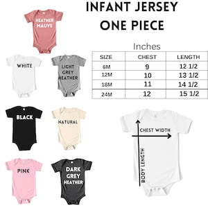 a baby bodysuit with the measurements for each of the ones