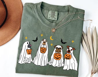 Comfort Colors® Halloween Dog Shirt, Funny Halloween Shirt,Dog Lovers T-Shirt,Retro Halloween, Ghost Dog Shirt, Dog Gift,Dog Halloween Shirt