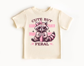 Cute But Feral Shirt, Meme Funny Raccoon Shirt,Gift for Kids,Raccoon T-Shirt,Toddler Shirt,Baby Clothing,Cute toddler shirt,Funny kids shirt