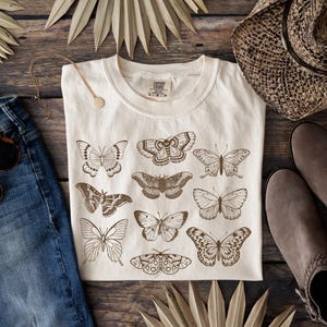 Comfort Colors® Butterfly and Moth T-Shirt, Cottagecore Aesthetic T shirt,Cottage Core Shirt,Retro Butterflies shirt, cute women shirt, Gift