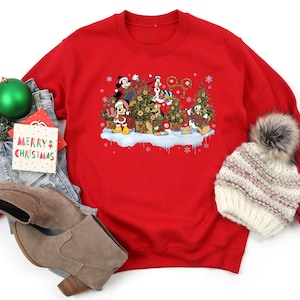 Disney Christmas Tree Shirt, Mickey And Friends Christmas Shirt, Vintage Disney Christmas Shirt, Retro Mickey Minnie Main Street Sleigh