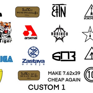 Complete Set Russian Combloc Vinyl Sticker Packs w/ AK47 AK74 AK103 Norinco Zastava 7.62 5.45 Spam Cans Zenitco Arsenal Barnaul Tula Saiga