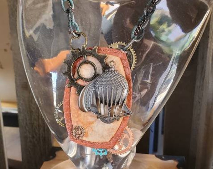 Featured listing image: Steampunk Statement Art Necklace