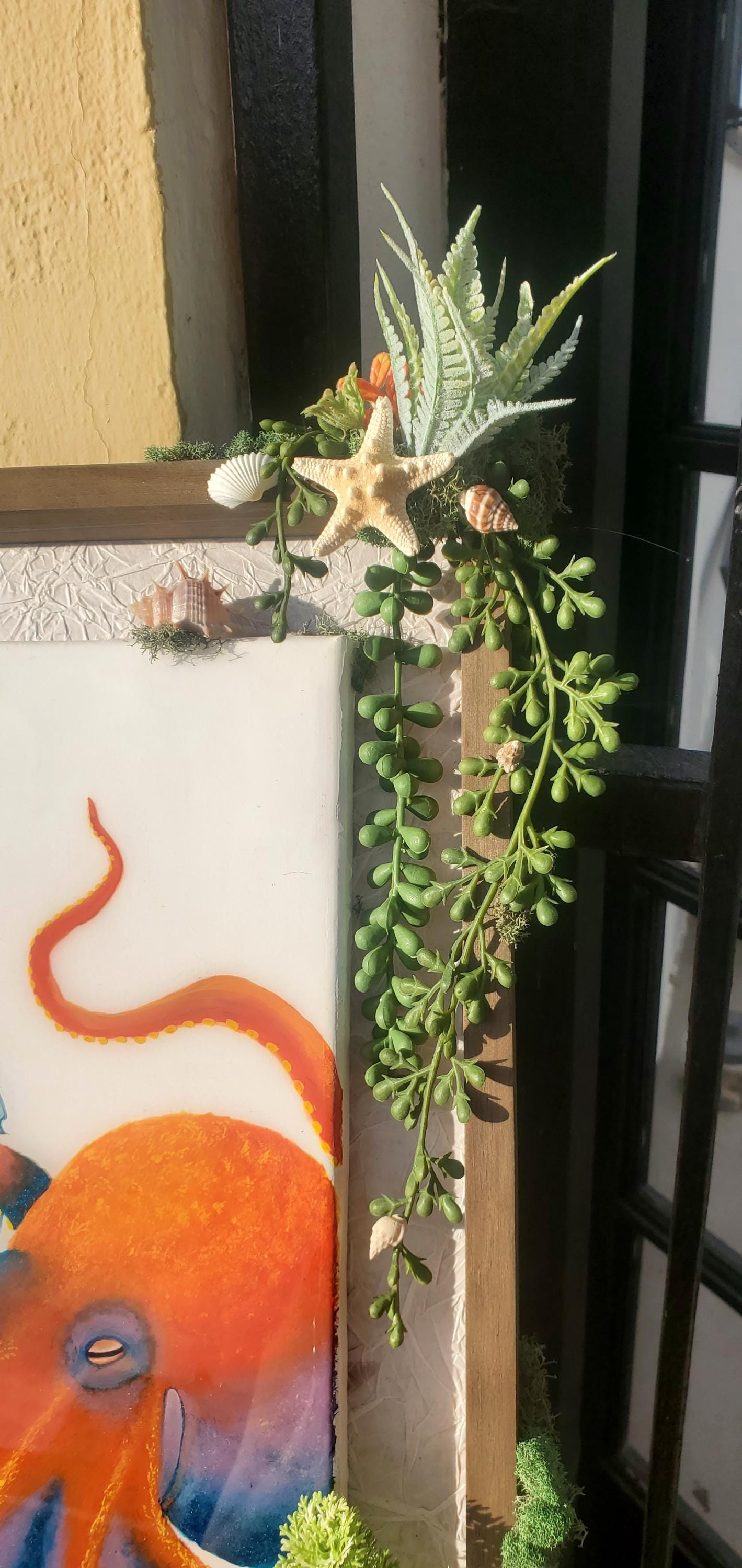 静寂 - アクリル絵の具で描かれた幻想的なタコの絵画 - Etsy 日本