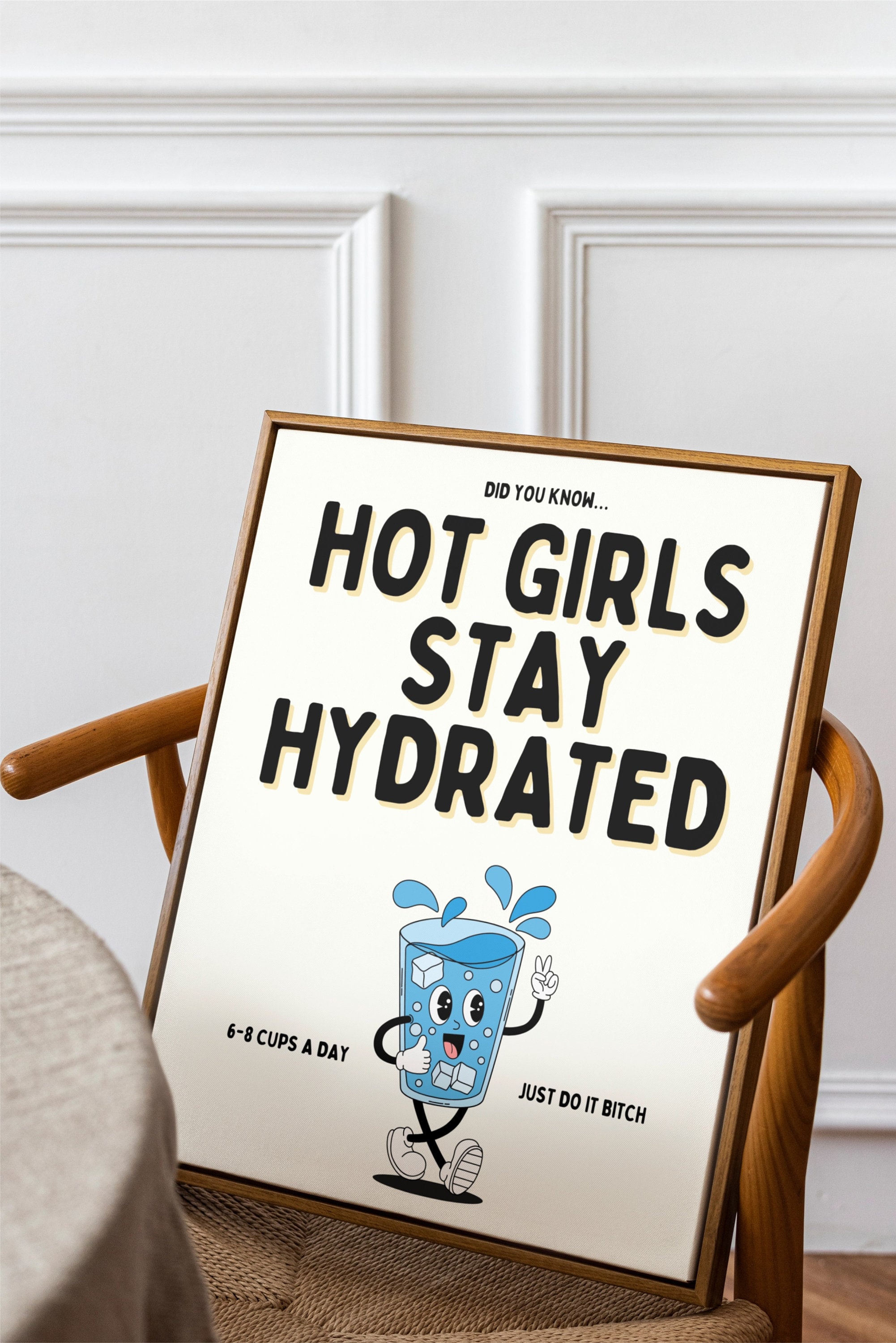 Hot Girls Stay Hydrated Retro Glass of Water Poster Drink Water ...