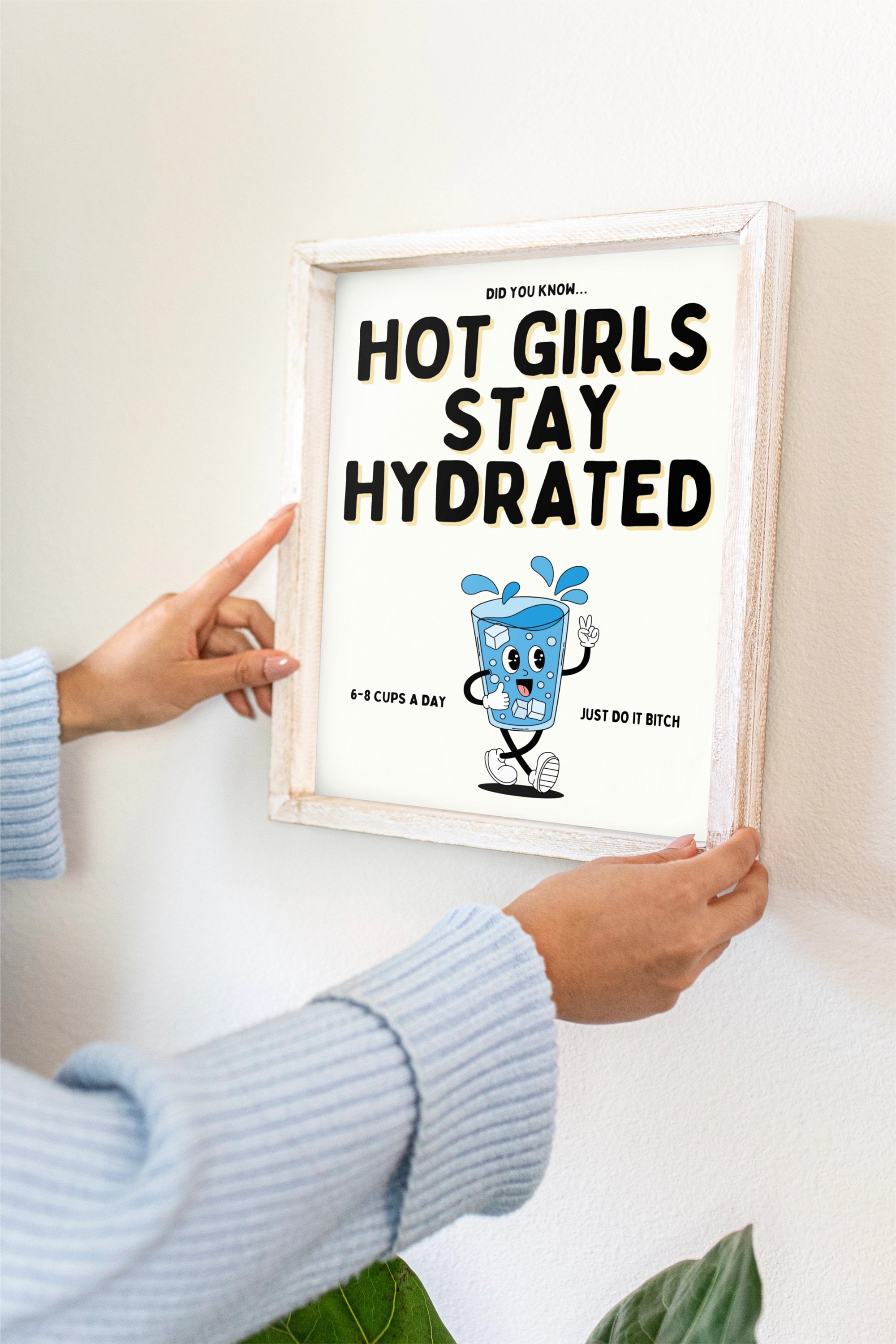Hot Girls Stay Hydrated, Retro Glass of Water, Drink Water Reminder ...