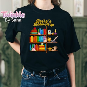 Beauty And The Beast Belle&#39;s book club T-shirt, Vintage Belles Book Cafe Shirt, Disney Book Worm, t, Belle Princess Tee Shirts