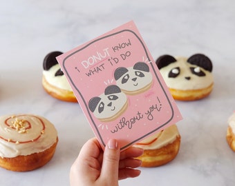 I Donut Know What I'd Do Without You | Panda Donut Valentine's Day Card | Collab with CA Donuts