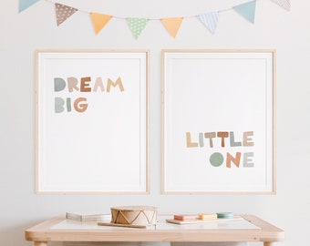 Dream Big Little One (Soft Autumn) | Nursery Wall Art (Physical), Set of Two | 5x7, 8x10, 11x14