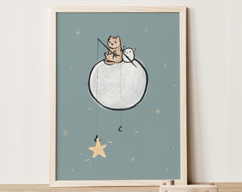 Conzie Fishing for Stars | Art Print (Physical) | 5x7, 8x10, 11x14