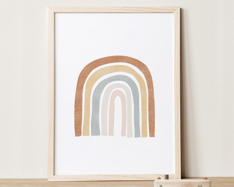 Rainbow Boho Nursery Wall Art Physical 5x7, 8x10, 11x14 image 1