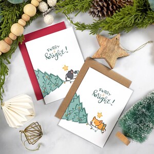 French Bulldog Christmas Card Grey, Dog Holiday Card Furry & Bright Greeting Card image 6