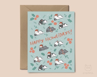 Sleeping French Bulldogs Christmas Card, Dog Holiday Card | Happy Howlidays