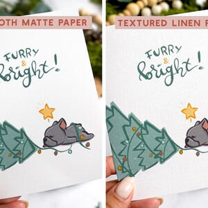 French Bulldog Christmas Card Grey, Dog Holiday Card Furry & Bright Greeting Card image 7