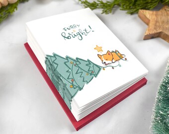 Corgi Christmas Card Pack, Dog Holiday Cards | Furry & Bright | Pack of 12