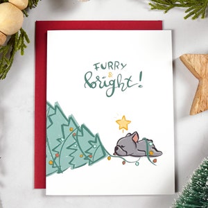 French Bulldog Christmas Card Grey, Dog Holiday Card Furry & Bright Greeting Card image 2