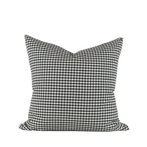 Hand Woven Gingham Pillow Cover: Black and White Organic Cotton