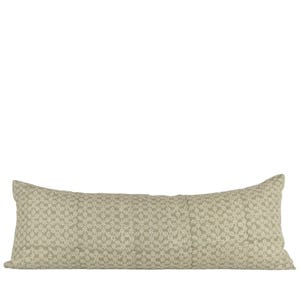 Hand Block Printed Linen Lumbar Pillow: Floral Vintage Style