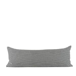 Black and White Gingham Long Lumbar Pillow: Hand Sewn Cotton