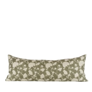 KAYLEE LONG LUMBAR - Hand block printed floral linen pillow, Fall Pillow, Spring Pillow, Pattern Pillow, Linen Pillow, Long lumbar Pillow