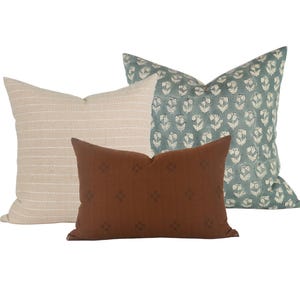 Pillow Combo 7 - Three Pillow Combo - Earthy neutral pillow, Fall Pillow, Spring pillow, Floral pillow, Brown pillow