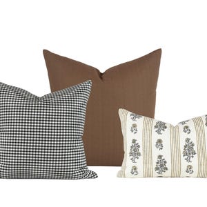 PILLOW COMBO 2 - Three Pillow Combo - Earthy neutral pillow, Fall Pillow, Spring pillow, Floral pillow, Brown pillow