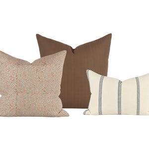 PILLOW COMBO I Three Pillow Combo - Earthy neutral pillow, Fall Pillow, Spring pillow, Floral pillow, Brown pillow