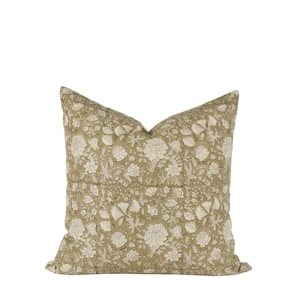 Federa per cuscino in lino floreale stampata a mano - Chelsea Design