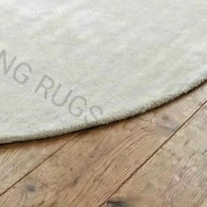 Handgetuft ivoorwit wollen loper – zachte glans, effen kleur afbeelding 13